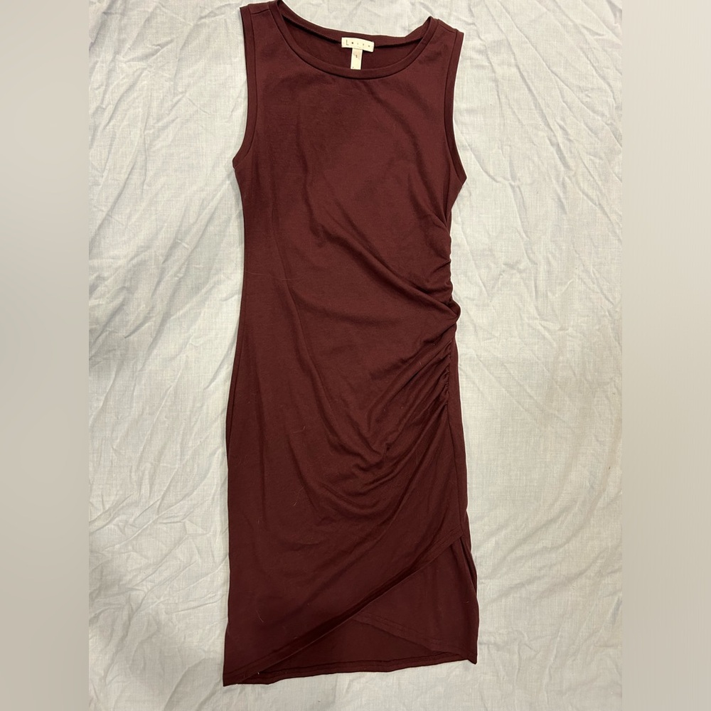 Leith maroon Ruched Bodycon Tank Dress. Size Small.